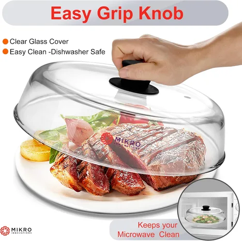 Miniatura 6 de Cubierta de vidrio para salpicaduras de microondas para plato de alimentos, resistente protector de salpicaduras de vidrio de borosilicato