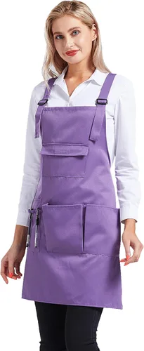 Miniatura 8 de Nanxson Delantal ajustable para mujer, delantal de trabajo profesional con bolsillos para herramientas CF3010