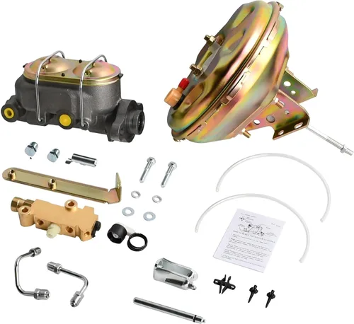 Miniatura 17 de Kit de refuerzo de freno de doble potencia universal de 7" con cilindro maestro de hierro fundido GM de 1" de diámetro, kit de soporte de fuego