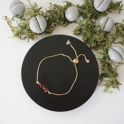 Miniatura 29 de Designs by Nature Gems Pulsera de piedra natal de cristal hecha a mano, pulsera de bolo de cadena deslizante ajustable, chapado en oro