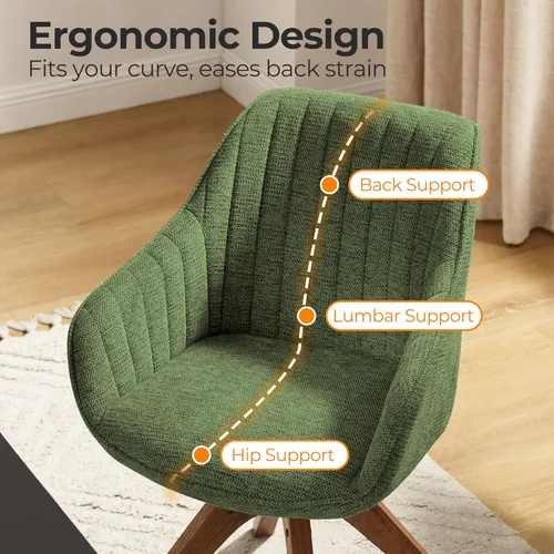 Miniatura 4 de Zouron Silla de Acento Moderna de Mediados de Siglo con Patas de Madera, Silla de Escritorio Giratoria Sin Ruedas, Sillón Lateral Tapizado Silla