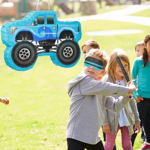 Miniatura 6 de Piñata de camión pequeño, piñata de camión de cumpleaños para niños, piñata de construcción con palo, confeti para niños, suministros de fiesta