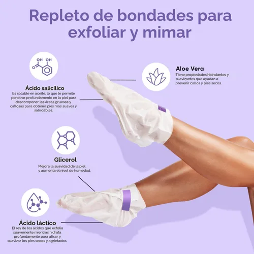 Miniatura 3 de Máscara exfoliante para pies - Máscara para pies con piel suave de bebé - Elimina la piel muerta, seca, agrietada y callos, spa para pies, hecha