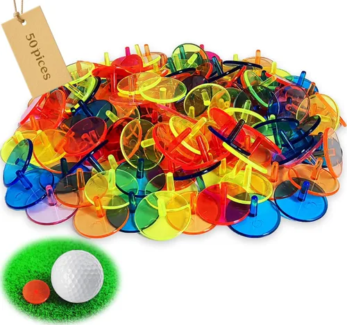 Miniatura 9 de Adhere Marcadores de pelota de golf, 50 unidades, 100 unidades, marcador de bola de posición de plástico, tamaño cuarto, 0.94 pulgadas, marcador