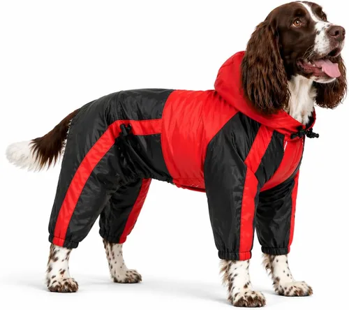 Miniatura 36 de Ropa para mascotas, ropa para perro, ropa para lluvia, nieve, impermeables, cuatro patas, impermeable para perros pequeños, medianos, grandes, Rojo