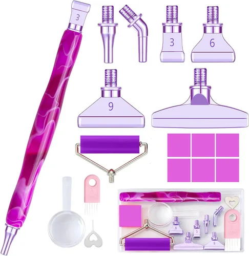 Miniatura 13 de Sttargxing Kit de 28 bolígrafos de pintura de diamante, 13 puntas de acero inoxidable con 12 arcilla, accesorios de pintura de diamante 5D, repuesto