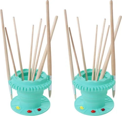 Miniatura 10 de SESENSE Limpiador de pinceles de pintura – Limpiador de pinceles de silicona plegable con paleta y soporte de almacenamiento de 40 pinceles