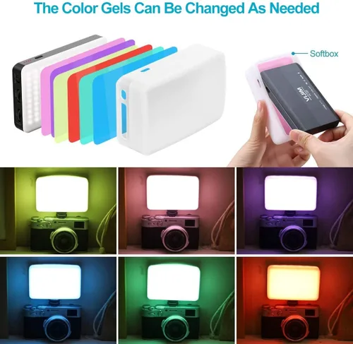 Miniatura 3 de VIJIM VL120 Luz LED para vídeo en la cámara, Mini lámpara de iluminación de fotografía recargable 120 LED de relleno 3200K-6500K Bi-Color regulable