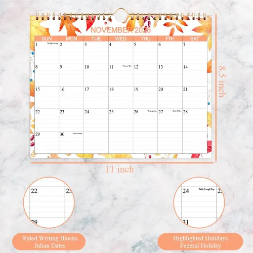 Miniatura 3 de Calendario 2026-2027 – Calendario de pared de enero de 2026 a junio de 2027 – Calendario mensual con papel grueso de 140 gsm para planificación