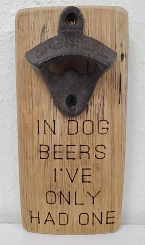 Miniatura 4 de Abrebotellas de madera recuperada montado en la pared con 4 frases diferentes para elegir