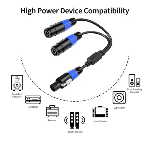 Miniatura 7 de LanSenSu Cable divisor Speakon, 1 macho a 2 hembras XLR Y Splitter Speakon Cable Splitter Speakon 1 macho a 2 hembras (paquete de 2)