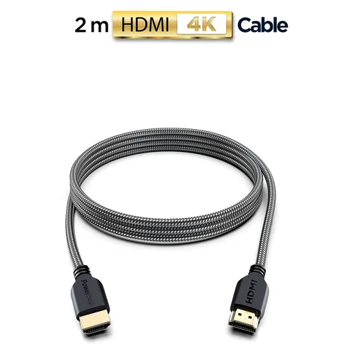 Miniatura 2 de PowerBear - Cable HDMI 4K 10 pies, nailon trenzado y conectores dorados Pack de 1 6 patas Negro