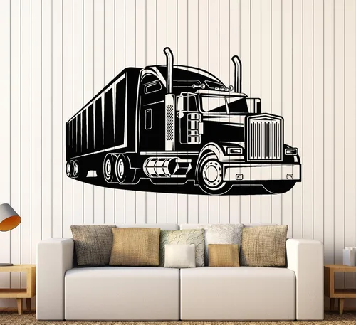 Vinilo adhesivo de pared American Driver Truck Trucking Company Service Stickers Decoración grande (1884ig) Negro