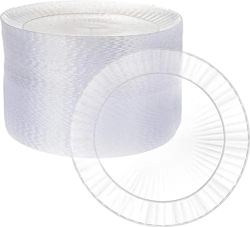Miniatura 10 de Ilyapa Paquete de 100 platos de postre desechables de 10 pulgadas, juegos de fiesta de plástico transparente para 100 invitados, platos