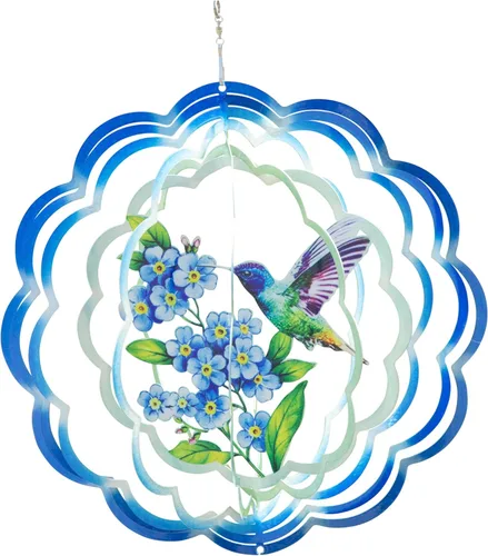 Miniatura 6 de VP Home Giratorio de Viento Cinético Mandala Explosión Floral para Patio y Jardín Giratorio de Viento Exterior Metal Grande Decoración 3D de Mandala