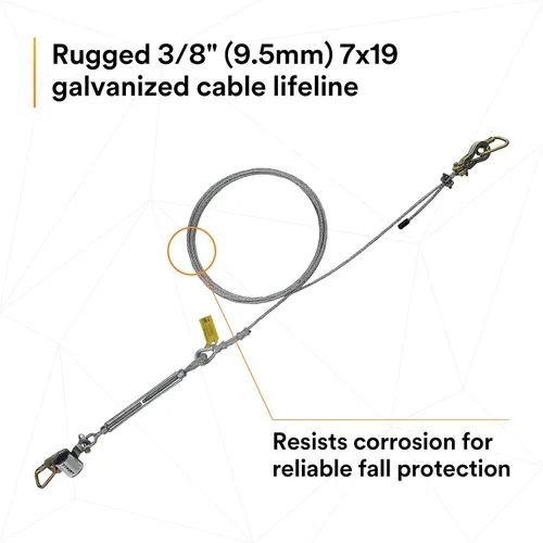 Miniatura 5 de 3M DBI-SALA Secura Span 7400450 Sistema Horizontal, Cable Galvanizado 50', Para Vigas en I, Se adapta a Bridas de Viga I de 6 en 12 pulgadas