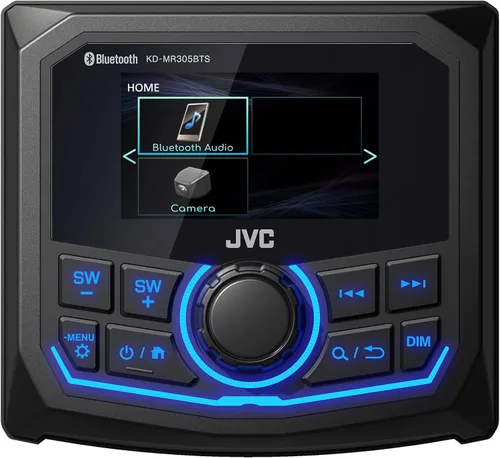 Miniatura 3 de JVC Receptor AM/FM/WB con pantalla LCD de 2.7 pulgadas, 4 altavoces negros de barco de potencia máxima de 6.5 pulgadas, 180 W, antena de radio negra