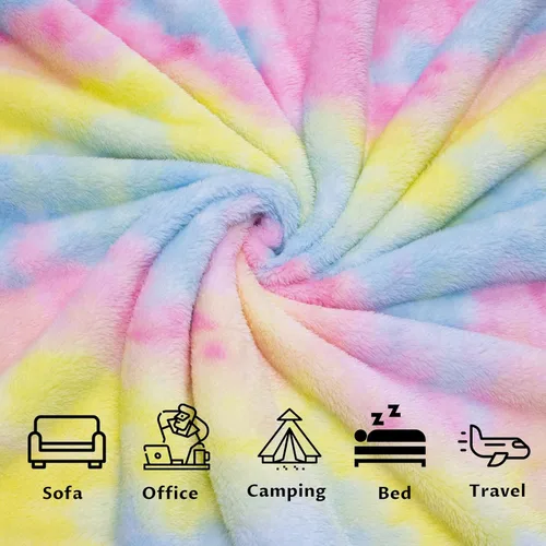 Miniatura 6 de MUGD Mantas suaves de forro polar manta mullida y suave para niños manta cálida para cama Multi Rainbow