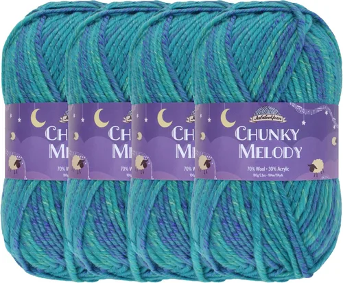 Miniatura 37 de JubileeYarn Chunky Melody - Hilo para tejer 100g/madeja, mezcla de lana gruesa, color maíz naranja - 2 madejas 15 Maíz Naranja