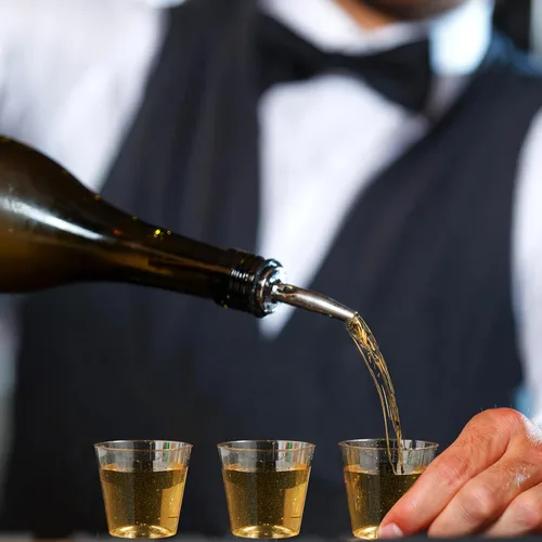 Miniatura 4 de JOLLY CHEF Paquete de 500 vasos de chupito de 1 onza con purpurina dorada, vasos desechables con purpurina para boda, día de Acción de Gracias