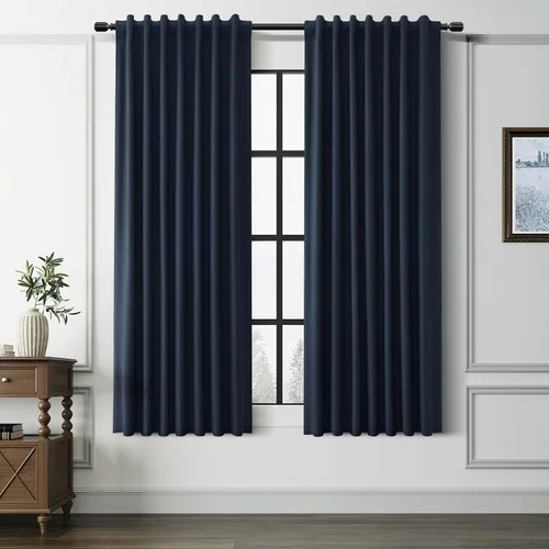 Miniatura 33 de Guken Cortinas opacas de lino, 2 paneles rústicos, elegantes, 100% opacas, con aislamiento térmico, banda de ganchos y trabilla trasera, 52 x 84