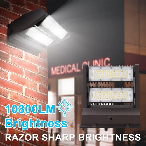 Miniatura 6 de OSTEK Paquete de luz LED giratoria de pared 40 W ajustable 5000 K 5500 LM, paquete de pared LED de cabeza ajustable al aire libre para luz de área