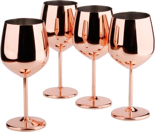 Miniatura 11 de Arora Copa de vino de acero inoxidable de 18 onzas, juego de 2 unidades, color negro, 3.6 pulgadas de profundidad x 8.3 pulgadas de alto (851036)