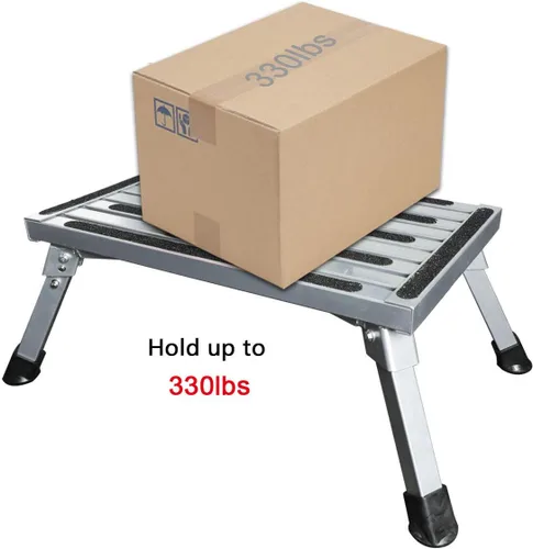 Miniatura 5 de Plataforma portátil para escalones de caravana, patas de goma antideslizantes y plegables, capacidad de carga de 330 libras, escalera duradera