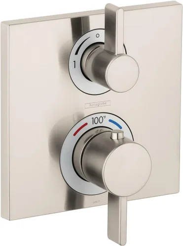Miniatura 5 de hansgrohe Ecostat Square Embellecedor de Válvula de Ducha Termostática Moderna con Control de Temperatura y Desviador en Bronce Cepillado, 15714141