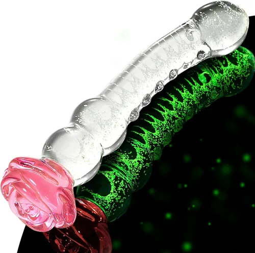 Consolador de cristal rosa para adultos, herramienta para mujeres, consolador anal que brilla en la oscuridad, juguete de vidrio de borosilicato