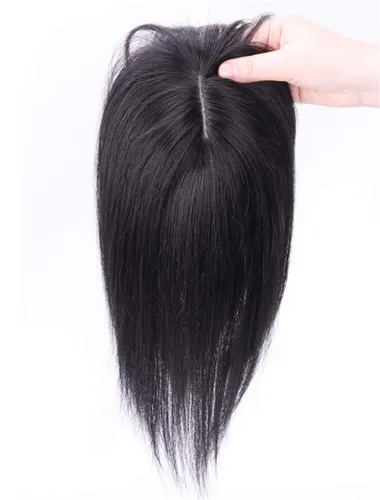 Miniatura 3 de LXUE Piezas de cabello realistas con flequillo, cabello humano real con clip para mujeres con pérdida de cabello, 8 pulgadas, marrón oscuro