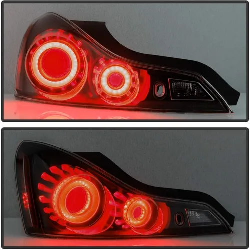 Miniatura 5 de ACANII - Para 2008-2013 Infiniti G37 / 14-15 Q60 Coupé carcasa negra lente ahumada 3D LED tubo luces traseras luces montaje
