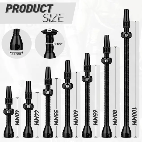 Miniatura 2 de BWSHLF Vástago de Válvula Sin Cámara Presta 40/44/55/60/65/70/80/100 mm, Kit de Vástago Presta de Aleación Super Ligera con Herramienta