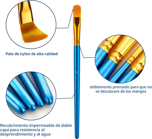 Miniatura 2 de Juego de pinceles para pintura acrílica, 20 piezas de pinceles de pintura acrílica para acuarela al óleo, pinceles de artista para cuerpo, cara, Azul