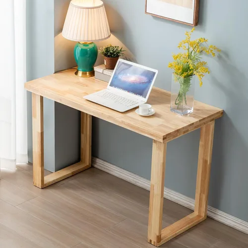 Miniatura 10 de Escritorio de madera maciza con cajones, escritorio de computadora de madera para oficina en casa, escritorio de estudio de juegos para espacios