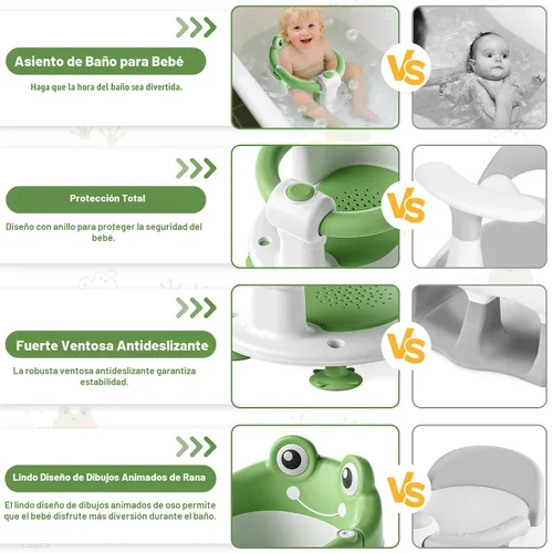 Miniatura 3 de Asiento de baño de bebé para bebés de 6 meses en adelante, asientos de baño antideslizantes para sentarse con ventosas y cojín suave para asiento