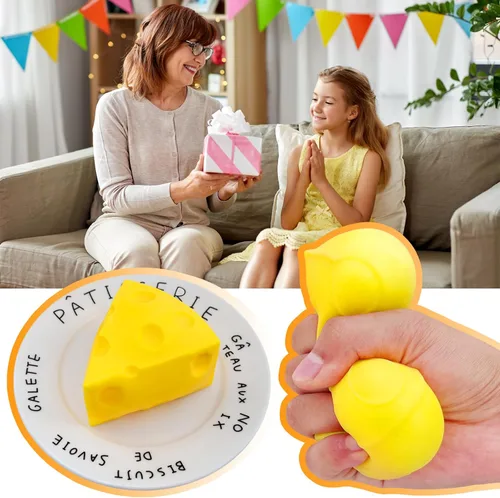 Miniatura 6 de 1 pieza de juguete de queso estrujable para aliviar el estrés, juguete de simulación de queso suave y novedoso, juguete de cumpleaños (queso)