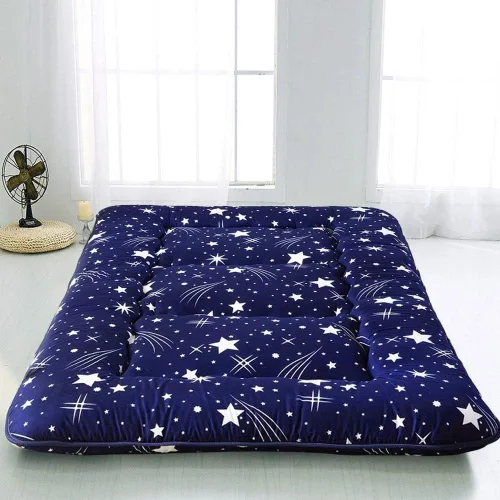 Miniatura 8 de MAXYOYO Colchón de futón japonés de cielo estrellado azul marino, colchón portátil de tatami para camping, almohadilla para dormir para niños, Cielo