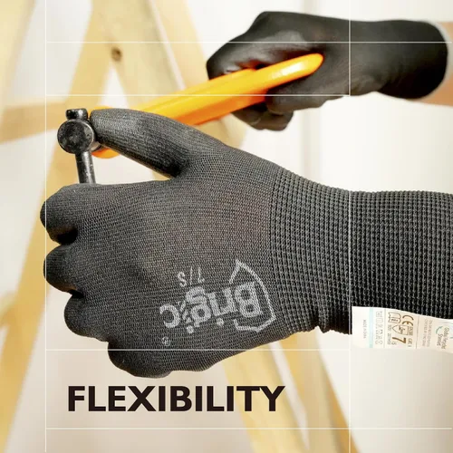 Miniatura 5 de 12 pares de guantes de trabajo con revestimiento de poliuretano, guantes de trabajo ecológicos para hombres y mujeres, excelente agarre, paquete a
