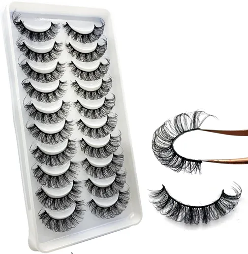 Miniatura 57 de 10 pares de pestañas rusas 3D voluminosas, con curvatura DD, pestañas postizas de visón sintético, pestañas de 19/32 de pulgada que parecen S09