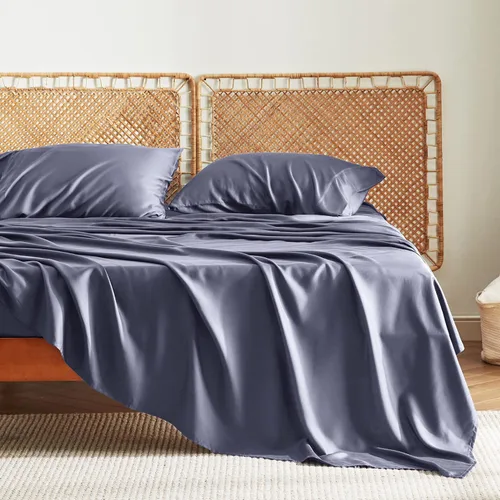 Miniatura 6 de Bedsure Juego de sábanas refrescantes para cama de tamaño King, juego de sábanas de lino y algodón, funda de edredón King