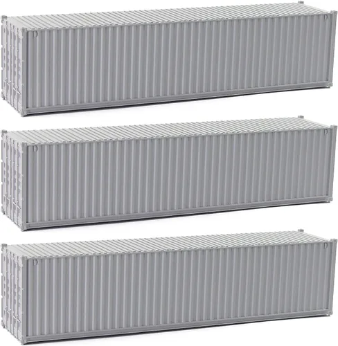 Miniatura 16 de 3pcs HO Escala sin decorar 40 ' (pies) Contenedores de envío 1:87 Contenedor lateral acanalado blanco C8740W