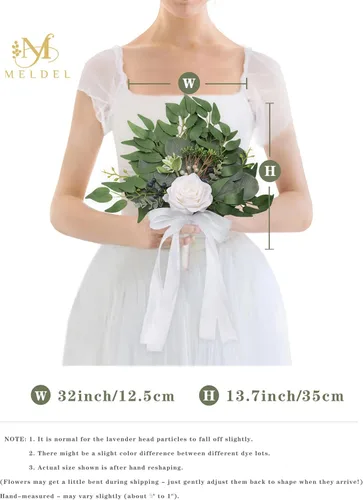 Miniatura 4 de Ramos de boda de rosas blancas para novia y dama de honor, tela de alta calidad, arreglos florales de eucalipto para boda, adecuados para despedida