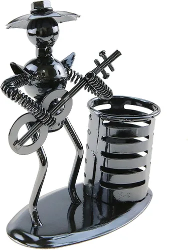 Miniatura 4 de Música Tema de Músico Sombrero de Hierro Hombre Arte de Acero Metal Personalidad Creativa Lápiz Titular de Lápiz Taza Oficina Estudiantes Escritorio