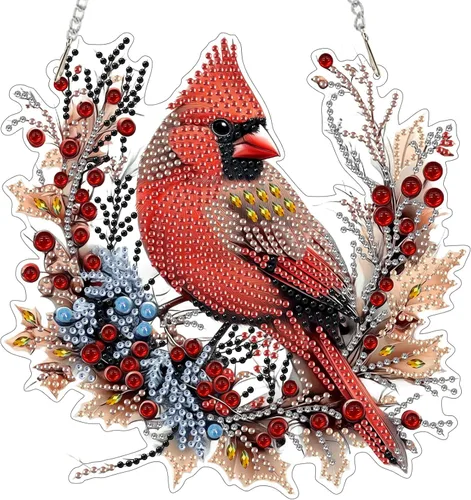 Miniatura 11 de EOBROMD Kits de arte colgante de diamantes para adultos, atrapasoles de animales de pájaros, pintura de arte de diamante, kits de diamantes