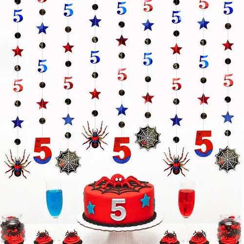 Miniatura 10 de Decoraciones de cumpleaños de dinosaurio de 52 pies para niños, pancarta de cumpleaños de tercer dinosaurio Rex, guirnalda de serpentinas, telón
