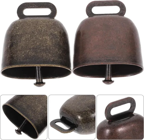 Miniatura 7 de 2pcs Vaca Campanas de Larga Distancia Caballo Ovejas Campanas de Hierro Ganado Fuerte Granja Animal Bronce Rojo Bronce