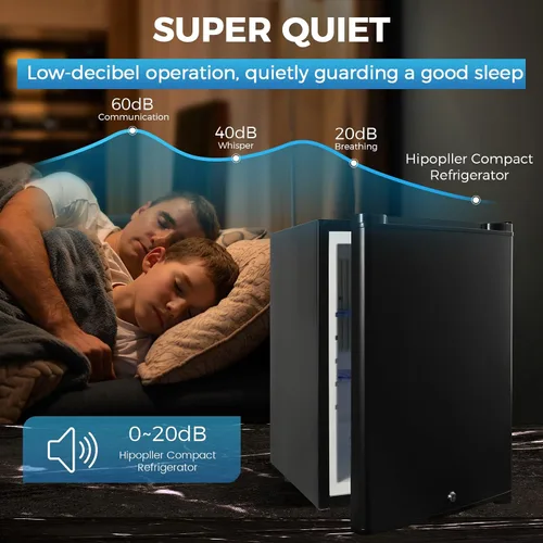 Miniatura 2 de Refrigerador compacto de 1.42 pies cúbicos, mininevera silenciosa de 110V, puerta reversible con cerradura, enfriador de bebidas energéticamente