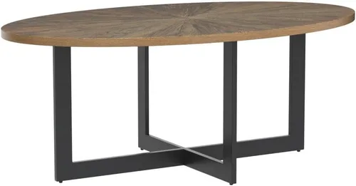 Miniatura 5 de Mesa de café ovalada de madera sólida con patas cruzadas de metal, mesa de bar de 47.9" industrial, mesa de cóctel para sala de estar, cocina