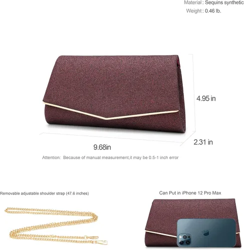Miniatura 6 de Bolsos de mano brillantes para mujer, bolso de noche para mujer, bolso de mano para mujer, bolso de mano para fiesta, graduación, boda